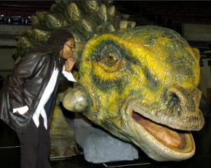 Whoopi Goldberg and a Dinosaur