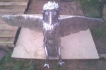 Robot owl or eagle made from scrap metal